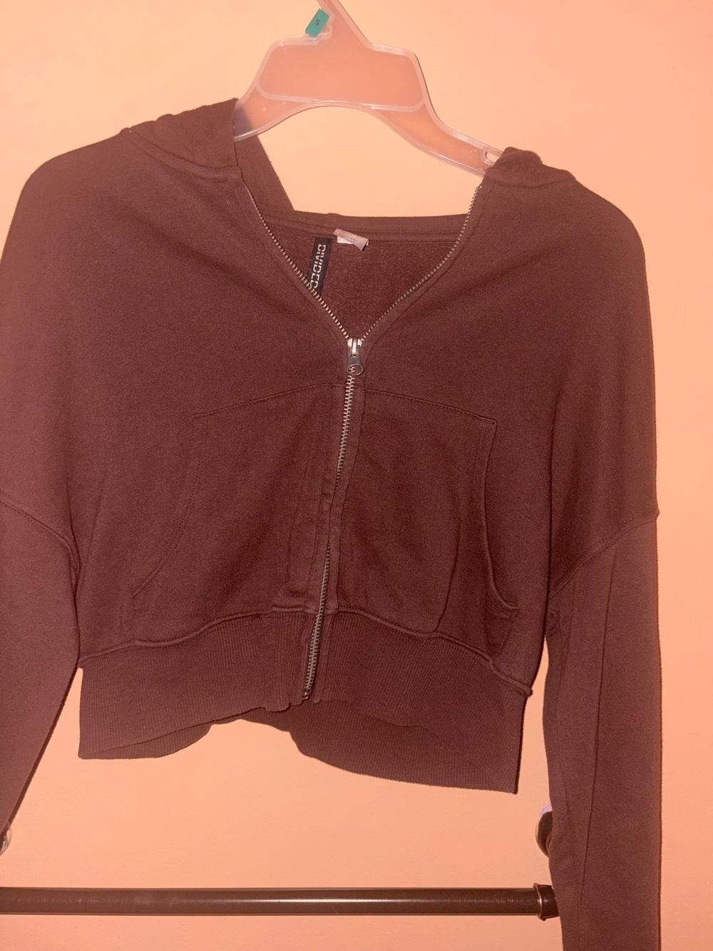 H&M Chocolate Brown Cropped Zip Hoodie